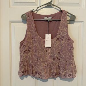 Wayf Lilac Floral Button-Down Blouse